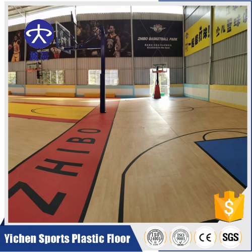 湖南室內(nèi)籃球場(chǎng)館鋪裝PVC運(yùn)動(dòng)塑膠地板效果